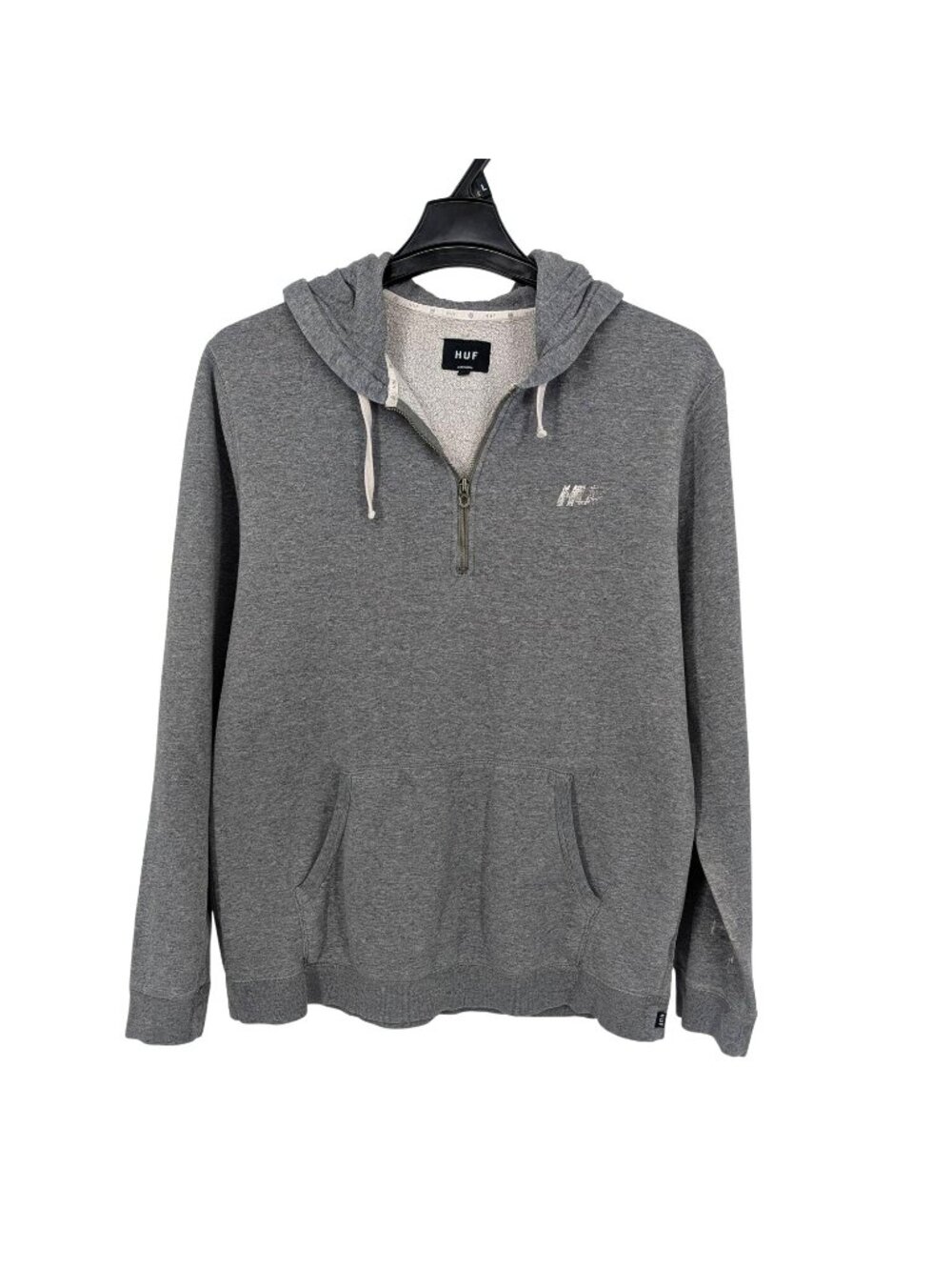 HUF Zip Up Hoodie Stater Streetwear Minimalist Y2K Grunge Fleece Neutral Large